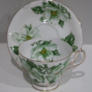 Queen Anne “Magnolia” Teacup & Saucer Bone China England Collectible